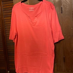 Talbots Slit Neck Pima Cotton Top Size XL Elbow Length Sleeves Like New